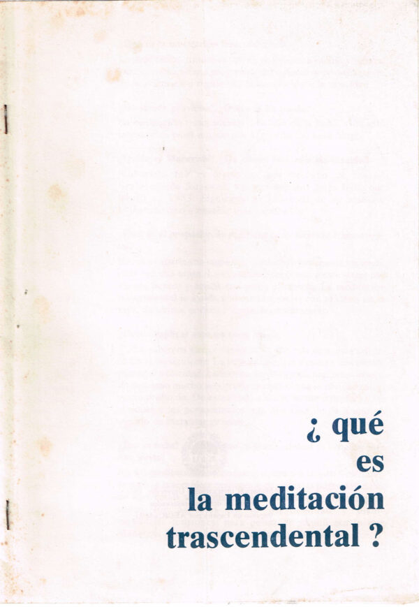 Que es la Meditacion Trascendental  folleto