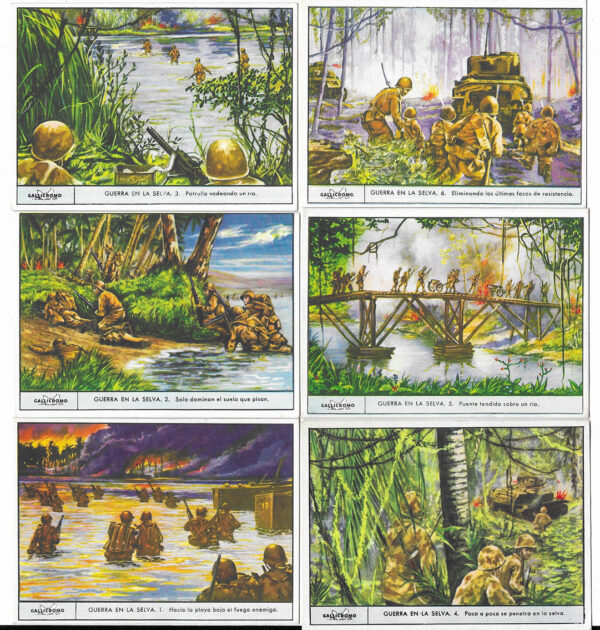 Cromo. Guerra en la Selva. serie nº 12 Completa Gallicromo 6 cromos